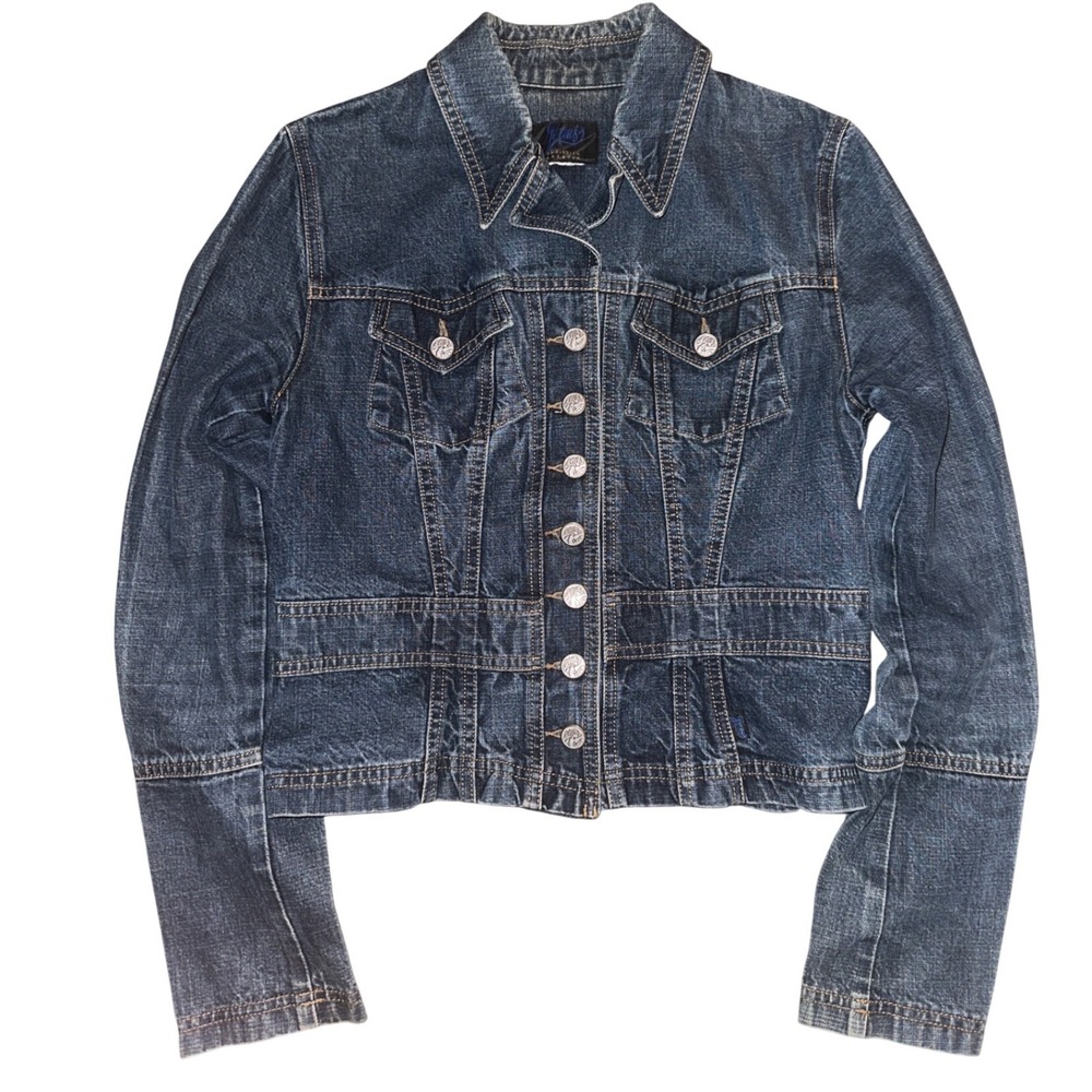 Christian Lacroix Jeans Blue Denim Jacket Dark Wash Button Front Designer